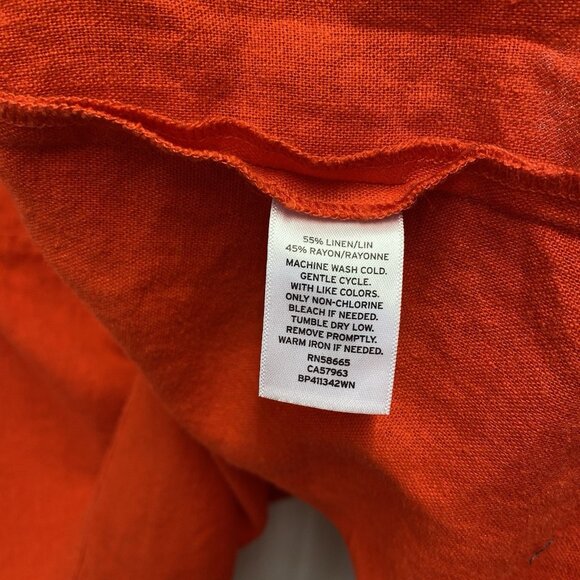 BP. Linen Adjustable Spaghetti Strap Neck Mini Dress Women 4X Orange Side Zip - Picture 7 of 9